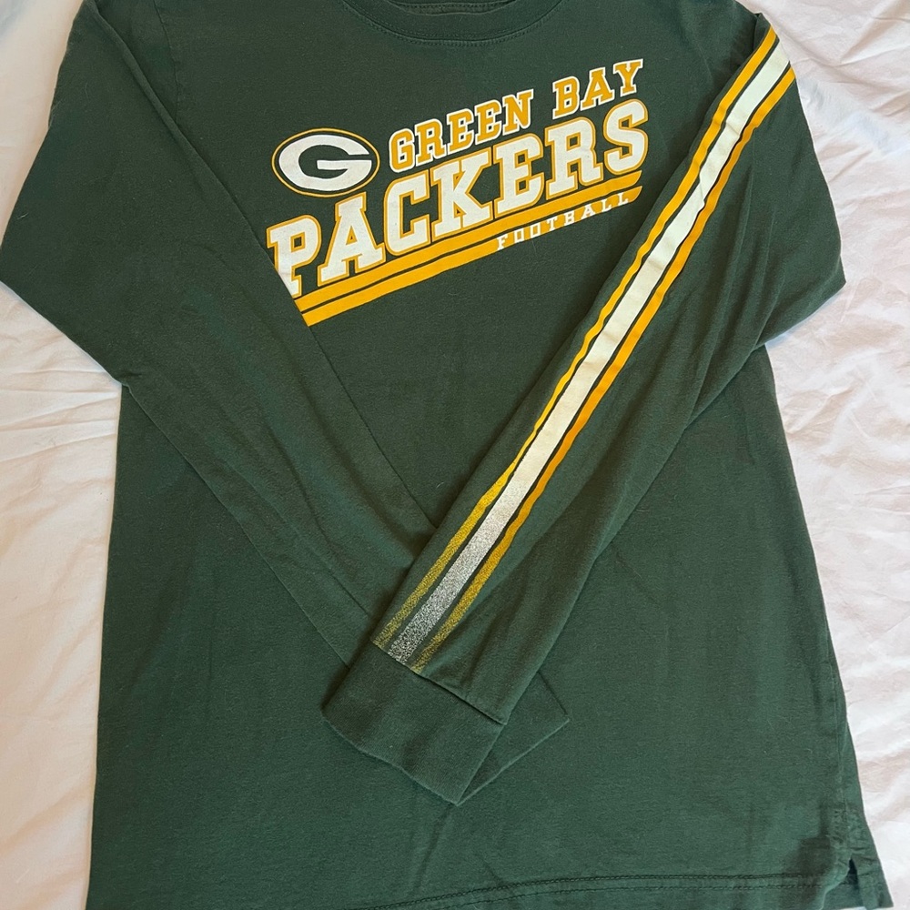 NFL Green Bay Packers Long Sleeve Shirt - Green & Yellow Youth L (14/16)